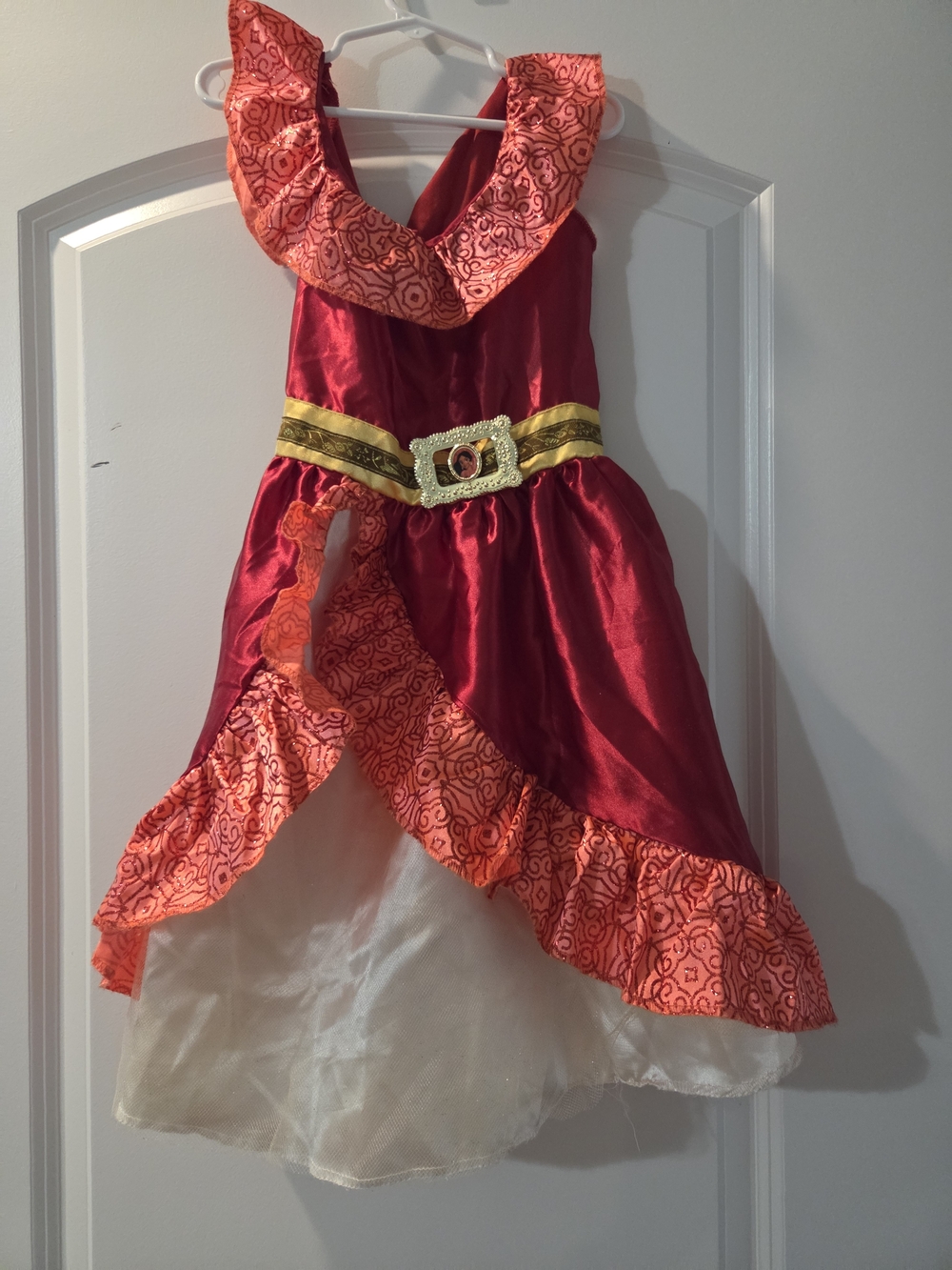 Girls Red and Orange Ruffled Princess Elena Of Alvalor Costume Dress
